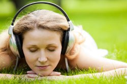 woman meditating outdoors